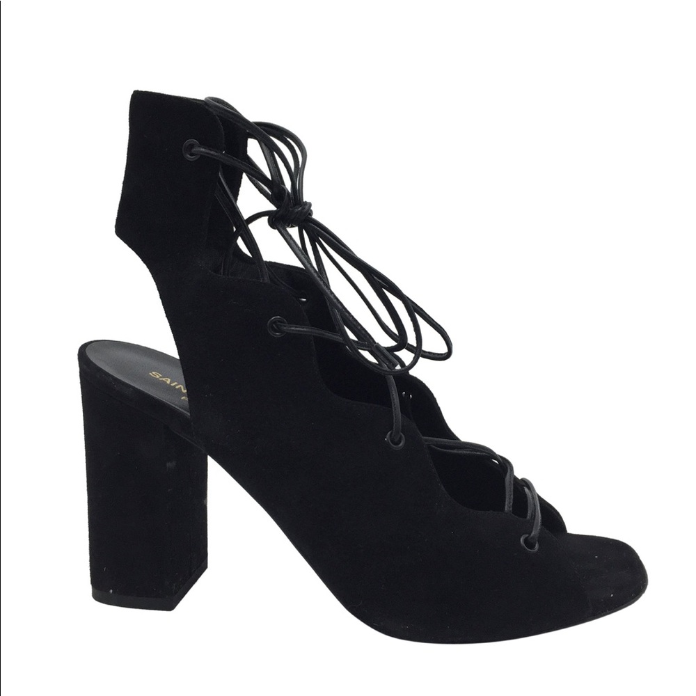 Yves Saint Laurent Black Lace Up Boots